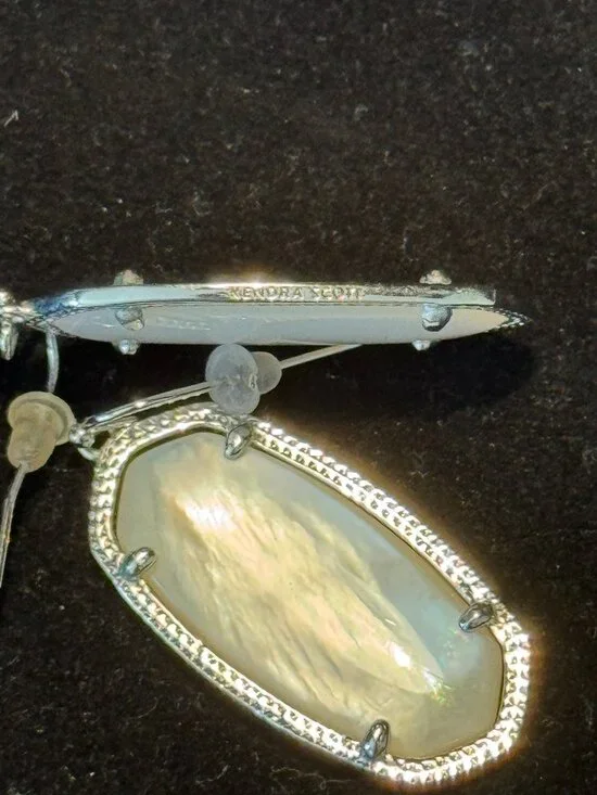 Kendra Scott Elle Silver Drop Earrings in Mother of Pearl - Picture 2 of 5
